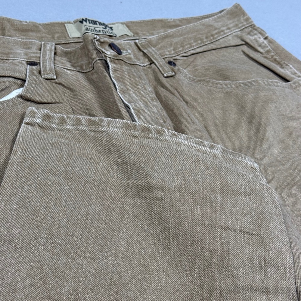Wrangler Authentics Mens Khaki Tan Straight Leg Denim Jeans 34x29